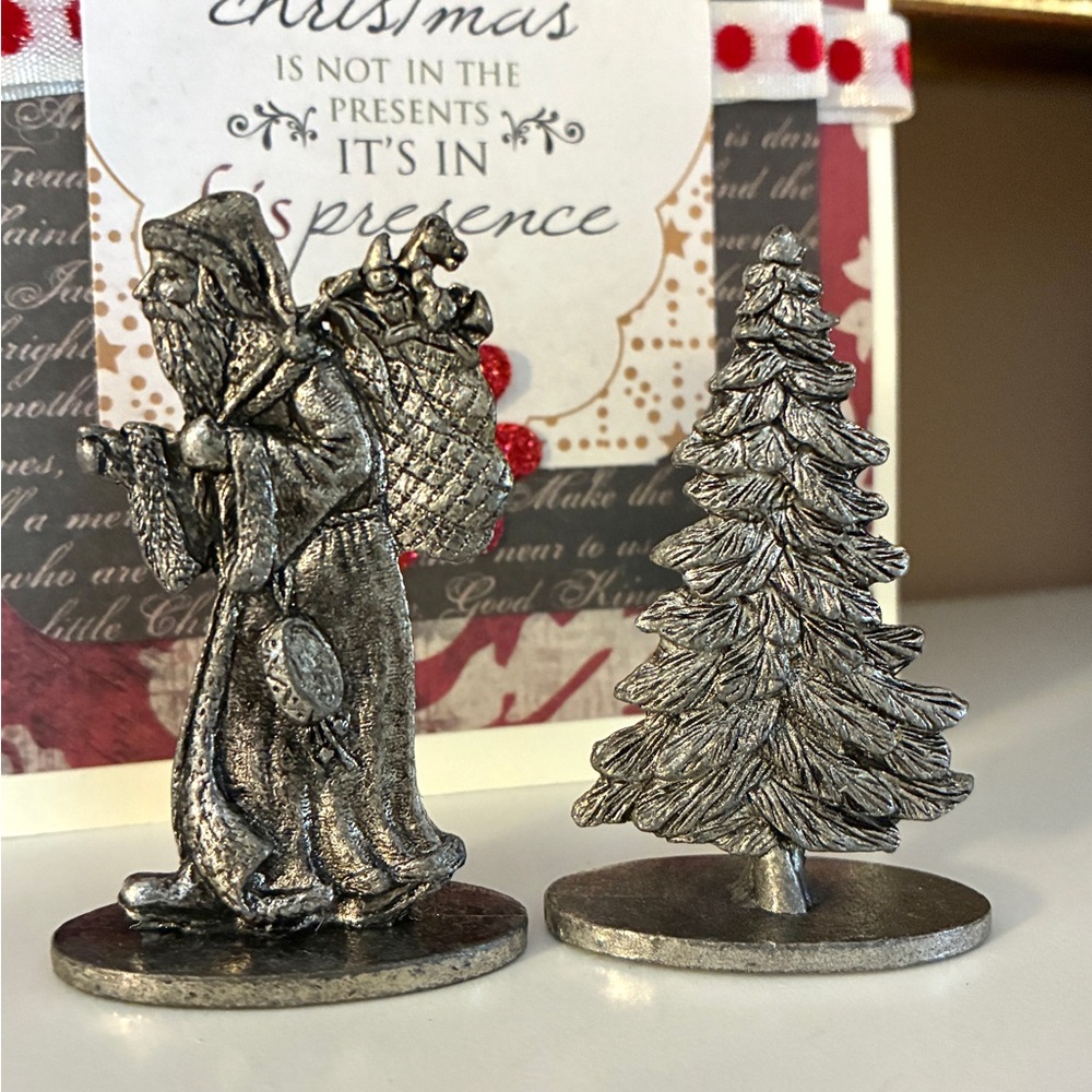 🌻3/$15🌻Vintage Pewter Santa Christmas Tree Metzke Set 1998🌻3/$15